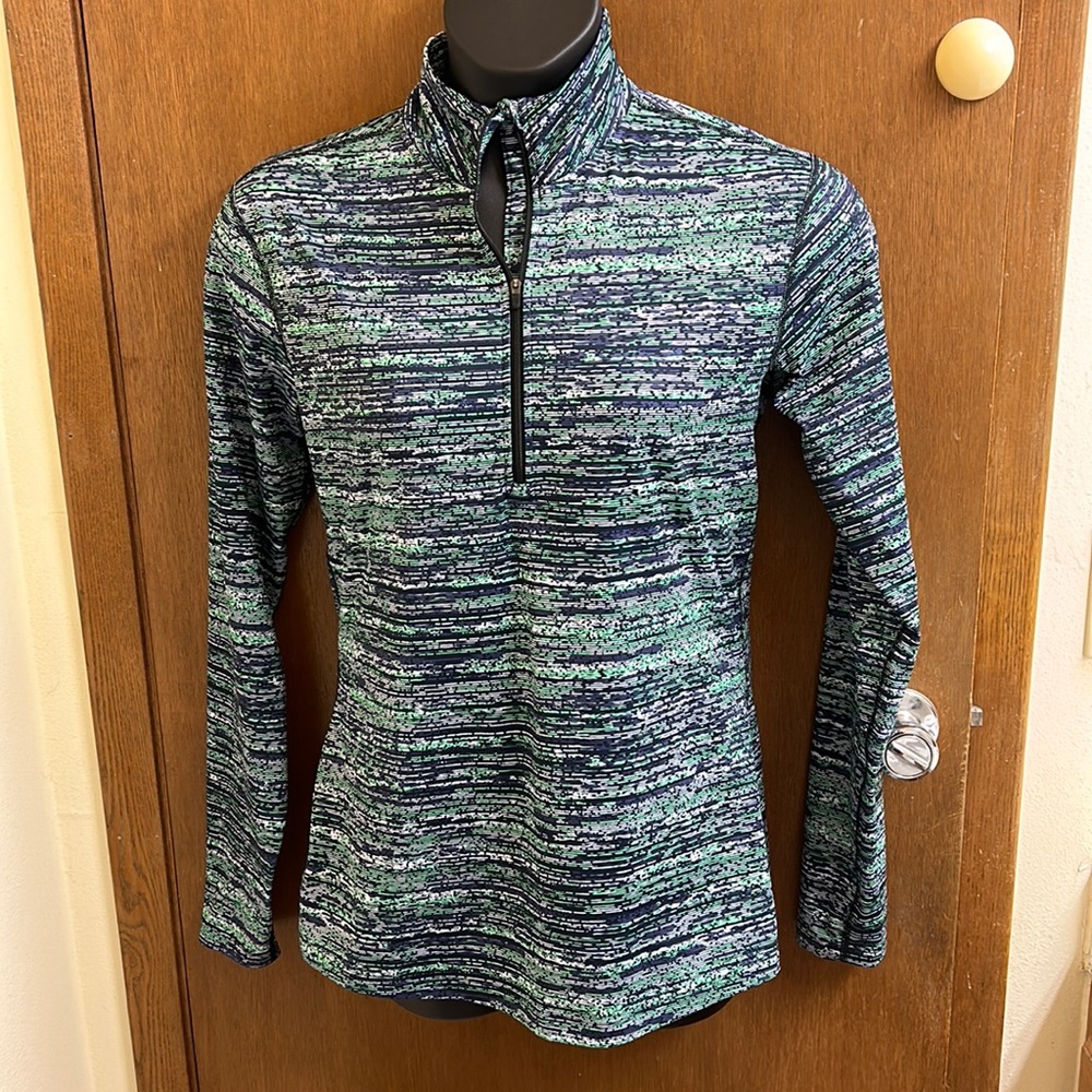 Nike Blue & Green Quarter Zip Pullover Top Size XL